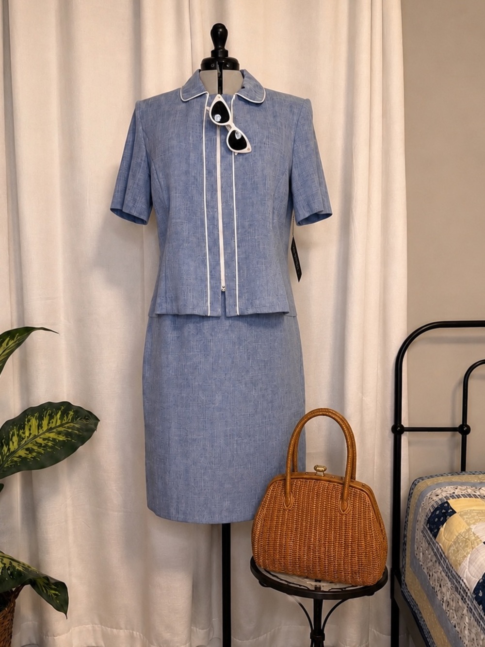Vintage Y2K Powder Blue 2 Piece Skirt Suit NWT | Size 14